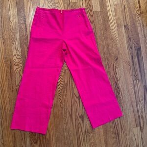 Elie Tahari linen slightly cropped hot pink  Pants